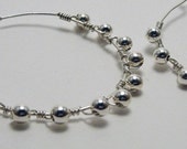 Sterling Silver Wire Wrapped Beaded Hoop Earrings