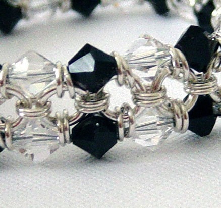 Swarovski Crystal and Sterling Silver Jump Ring Bracelet (chain maille)