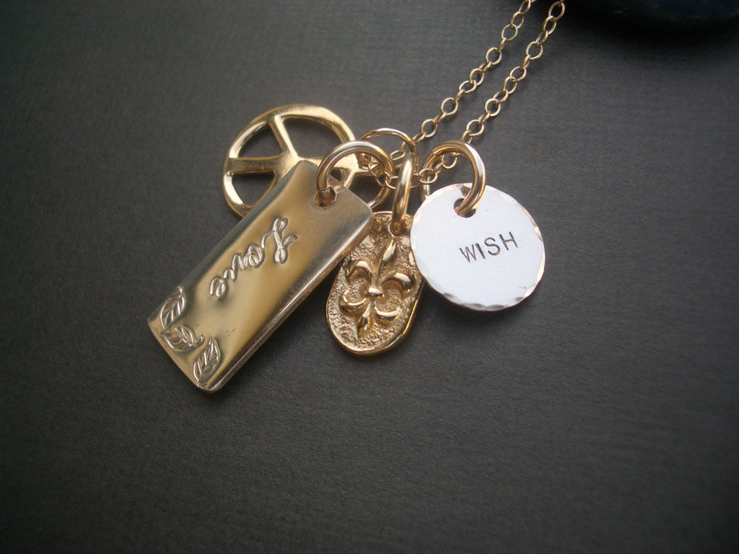 Hand Stamped Gold Filled Charm Necklace