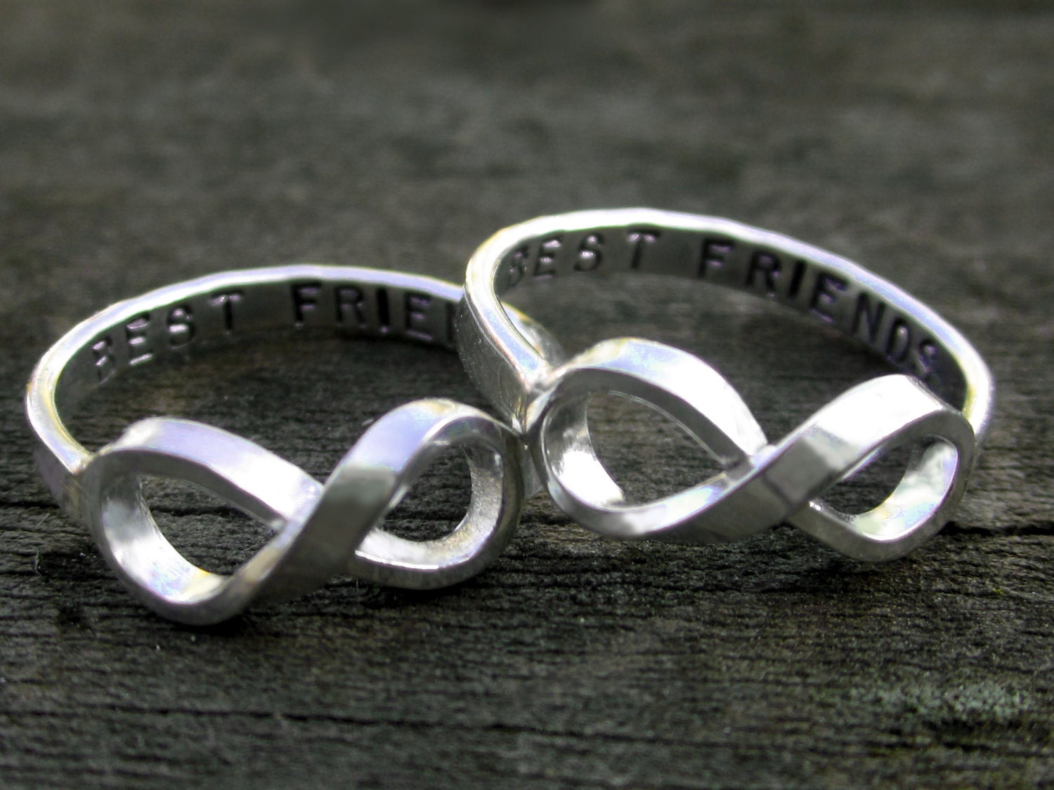 Hand Stamped Best Friends Infinity Ring Set by donnaodesigns