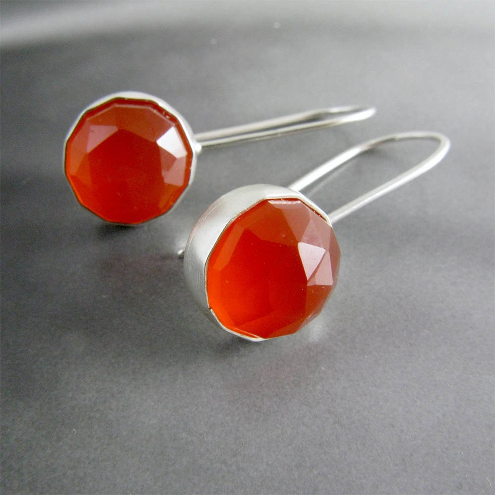 Carnelian Earrings in Sterling Silver