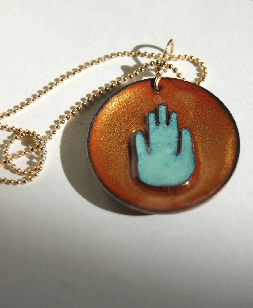 Enamel Jewelry - Hamsa Hand Necklace