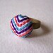 Embroidered Chevron Ring Adjustable Blue Teal, Coral Pink, Purple