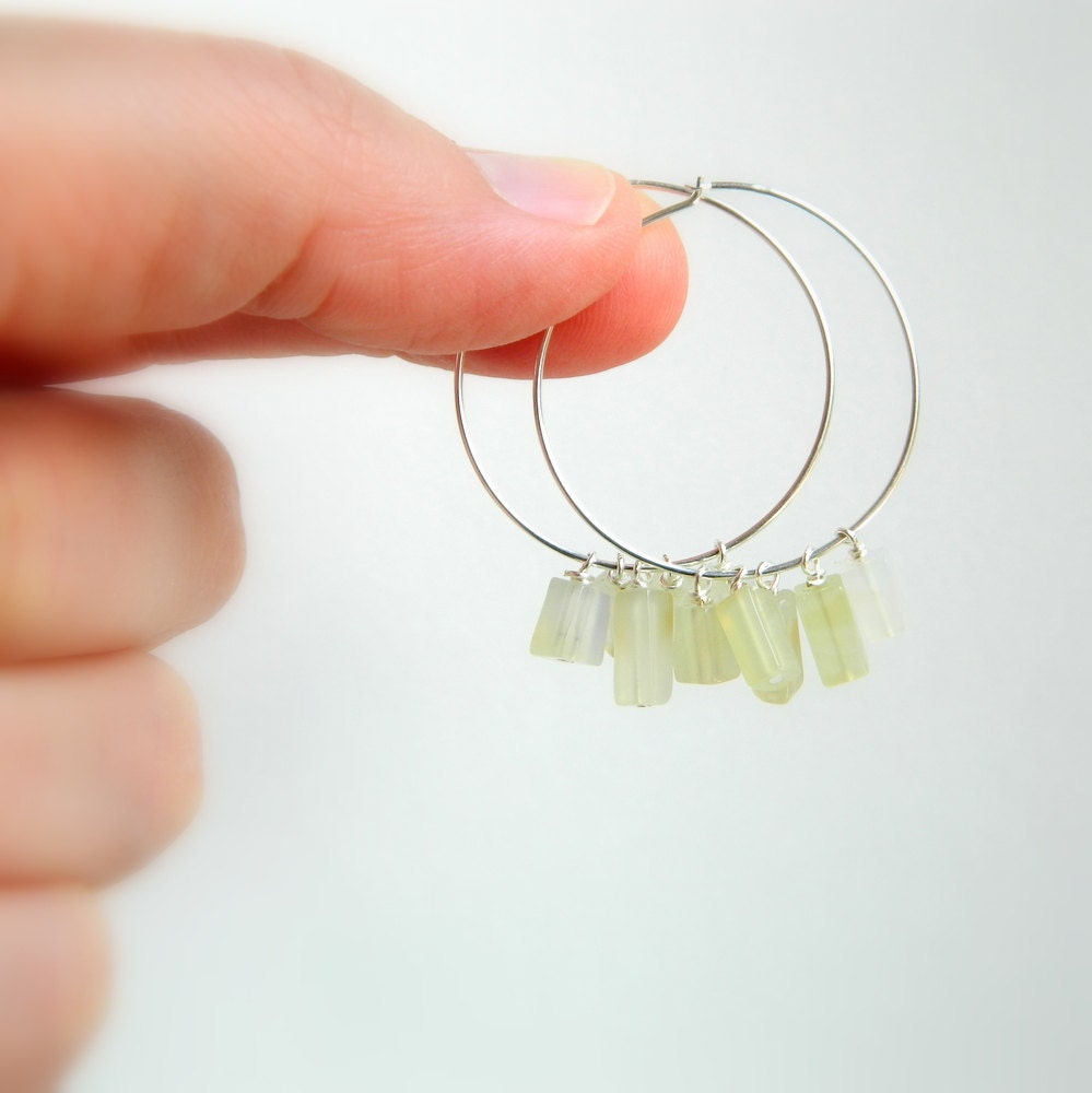 Beached Hoops: Sterling silver and quartz