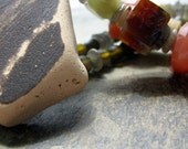 gemstone beaded necklace-- green and orange stones-- mucha collection-- salome, handmade by thebeadedlily on etst