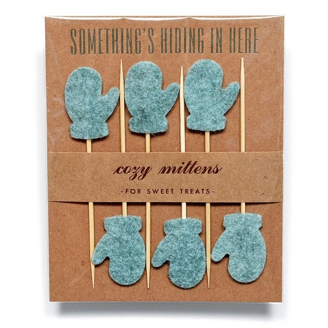6 sweet treat mittens. lt blue