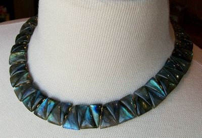 Labradorite Reversed Triangle Collar Necklace Vermeil Toggle