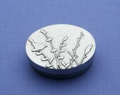 oval bird meadow box - hand cast pewter