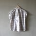 RESERVED - Tan Top with Skinny Plaid Print