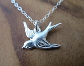 Pure Sterling Sparrow Necklace- Sterling Silver Small Pretty Bird Pendant on Sterling Silver Dainty Chain with Clasp Etsy