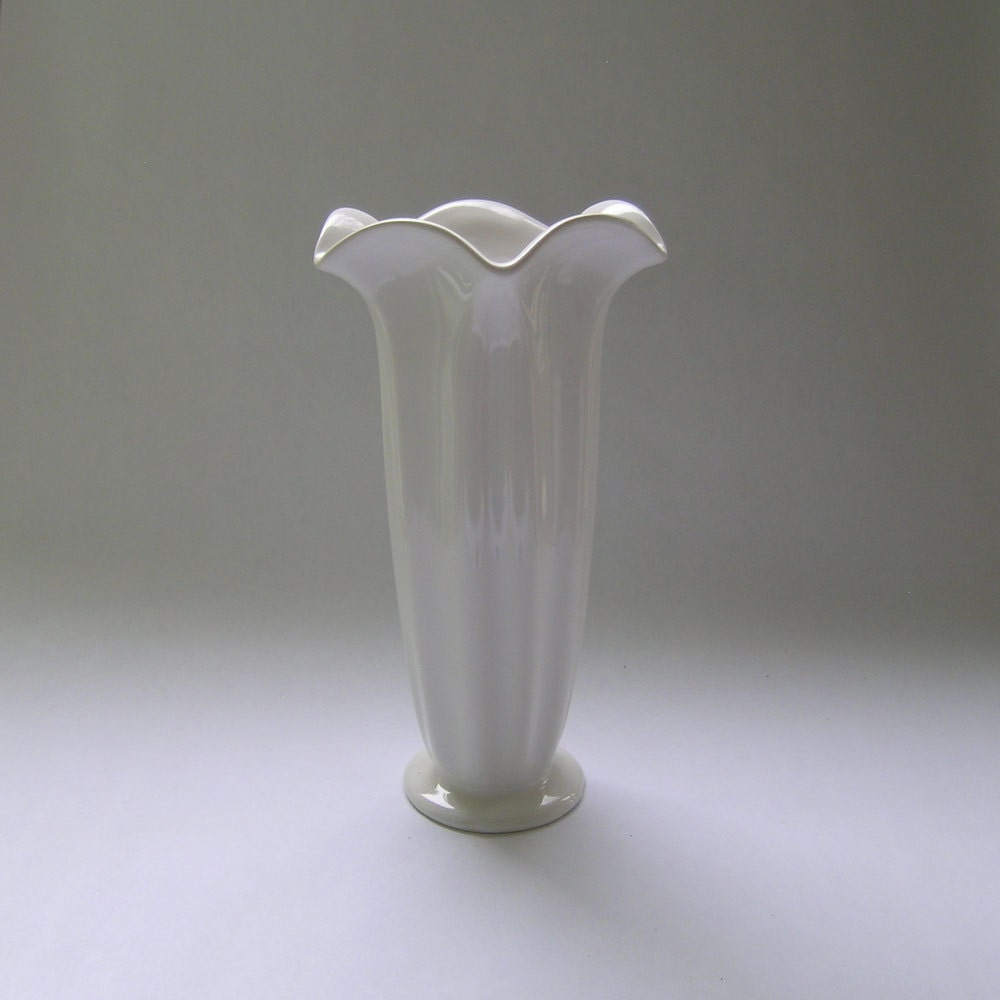 Large Datura Ceramic Vase in White