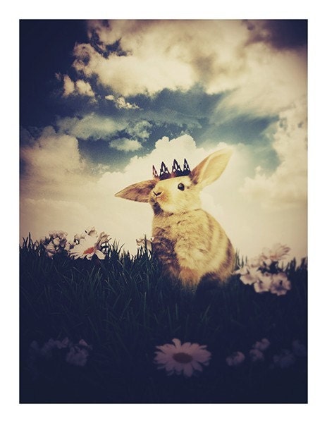 The Little Bunny Prince,  8.5x11 Inch Print, Easter Bunny, Woodland Easter Fairytale Art Print