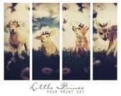 Little Prince, Set of Four 5x7 Inch Prints - Nursery Decor Wall Art Grouping, Woodland Animals