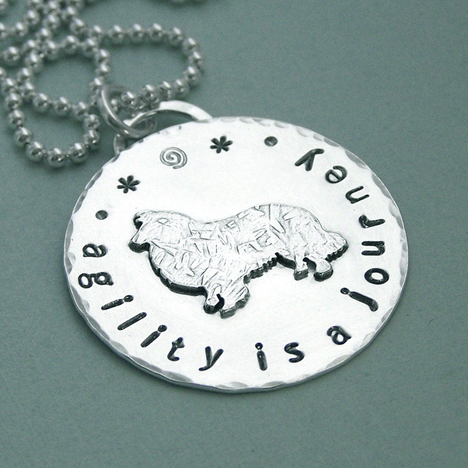 Sheltie Agility Necklace - Sterling Silver - agility is a journey