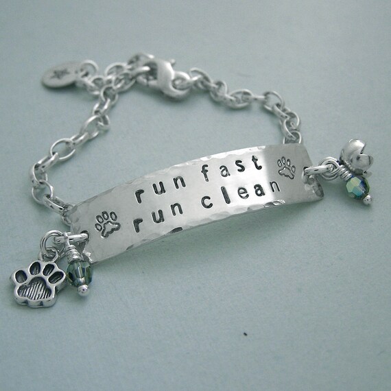 Hand Stamped Agility ID Style Bracelet - Sterling Silver