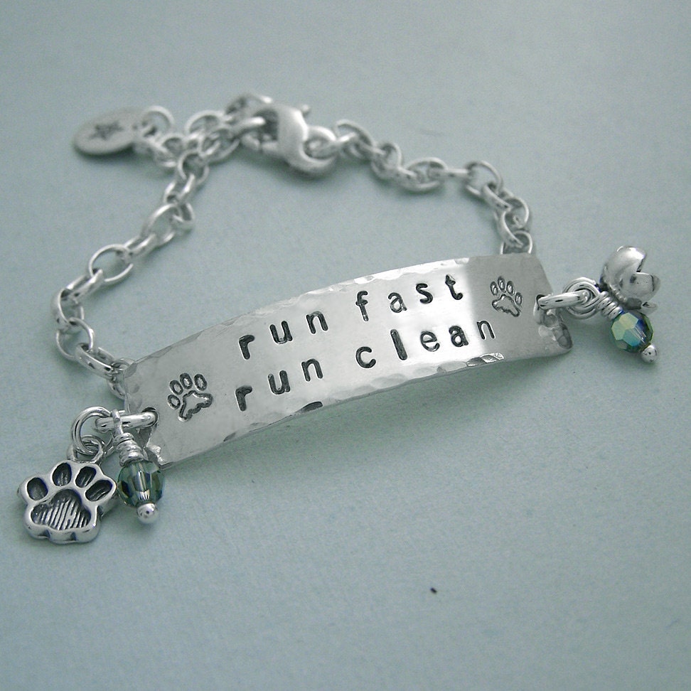 Hand Stamped Agility ID Style Bracelet - Sterling Silver
