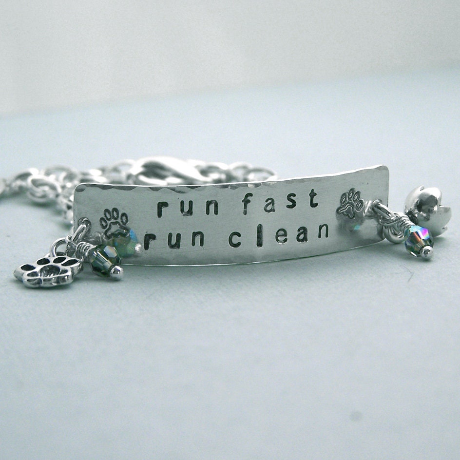 Hand Stamped Agility ID Style Bracelet - Sterling Silver