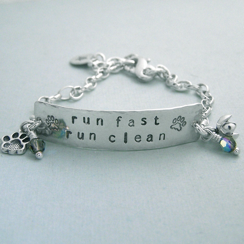 Hand Stamped Agility ID Style Bracelet - Sterling Silver