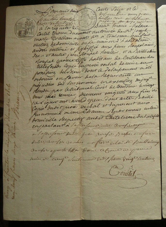 Exquisite Ephemera French Paper from 1800s - Three Pages - Handwritten in Ink - Number Three
