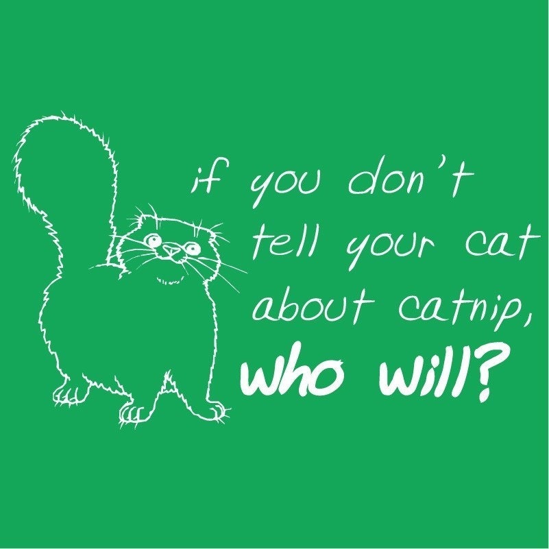If you don't tell your cat about the DANGERS OF CATNIP who will Pet Cat Cute FUNNY Kelly Green Funny T-shirt (Available in S,M,L,XL,XXL) 