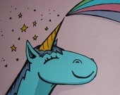 Happy Unicorn Blank Inside Perfect for Birthdays  5x7 Greeting Card by Agorables Rulers of Undead Rainbows