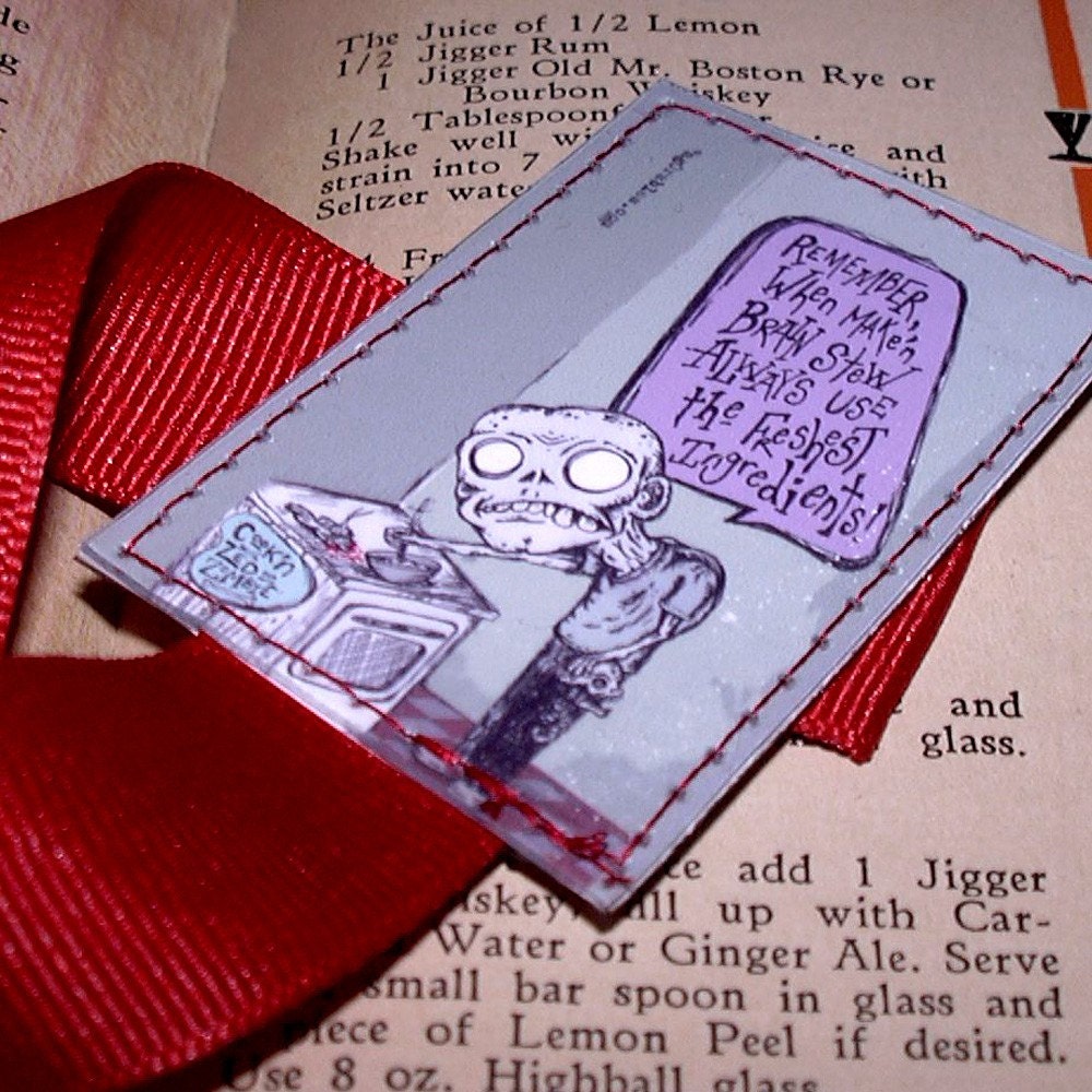 Zed the Brain Stew Cooking Zombie Vinyl and Ribbon Bookmark by Agorables