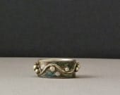 Artisan Jewelry Cubic Zirconia Ring  Sterling Granulated Ring