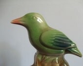 vintage ceramic green bird made in Brazil