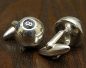 Eight Ball Cufflinks, Sterling Silver, Handcrafted