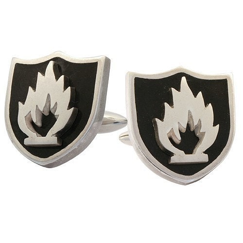 Cufflinks Black Fire, Enamel, Sterling Silver