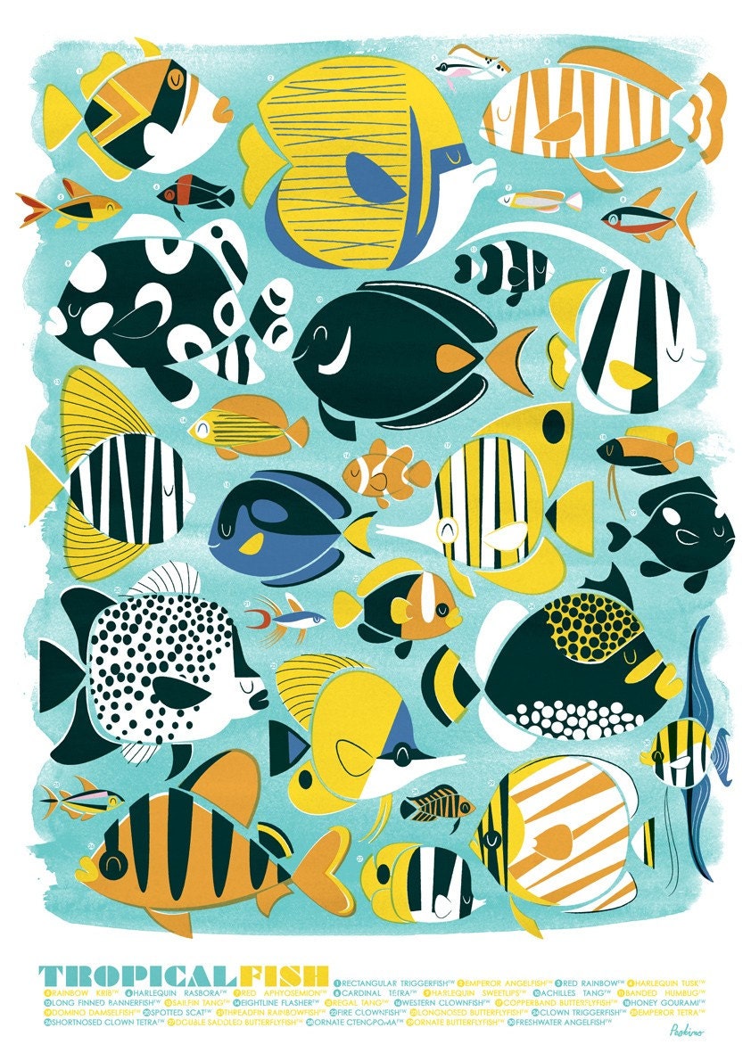 Tropical Fish - A3 Lithographic Print