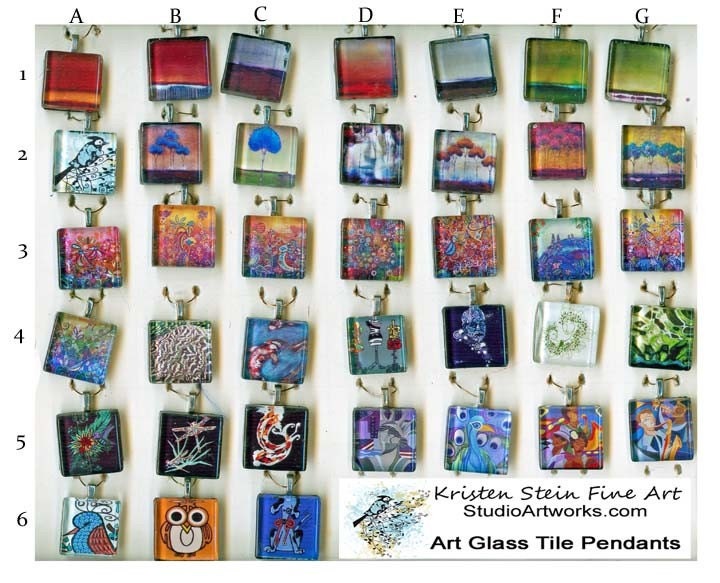 At a Glance - Art Glass Tile Pendants by Kristen Stein - Buyer's Choice - Free Shipping