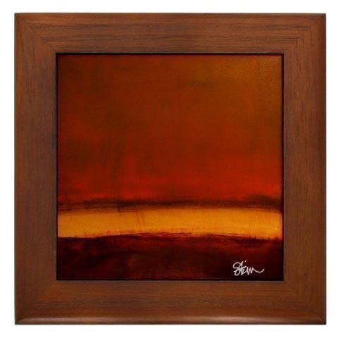 Marked Horizon Modern Abstract Minimalist Horizon FRAMED Fine ART TILE by Kristen Stein
