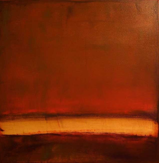 SALE Marked Horizon Original Modern ABSTRACT LANDSCAPE Painting by Kristen Stein  rich warm rustic - kristensteinfineart