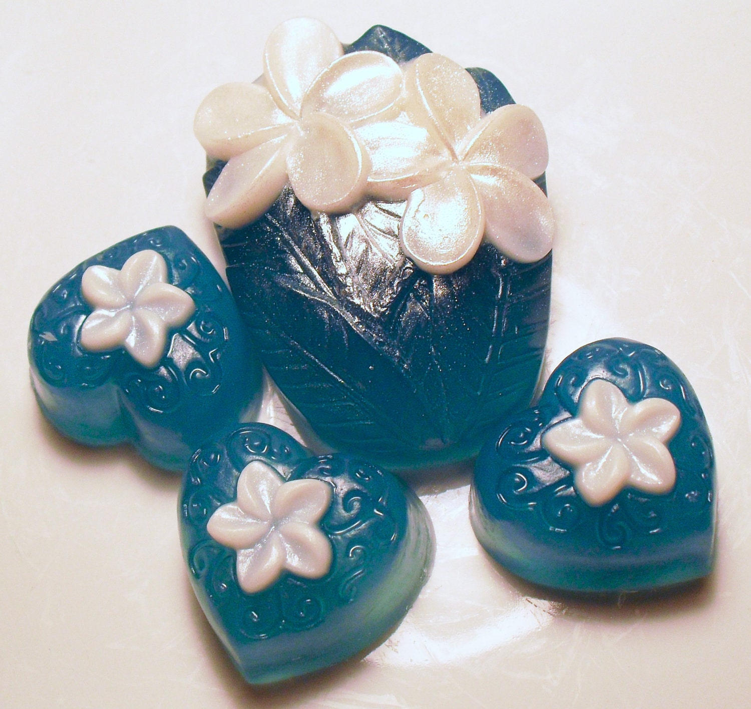 Plumeria Soap Set with Hearts