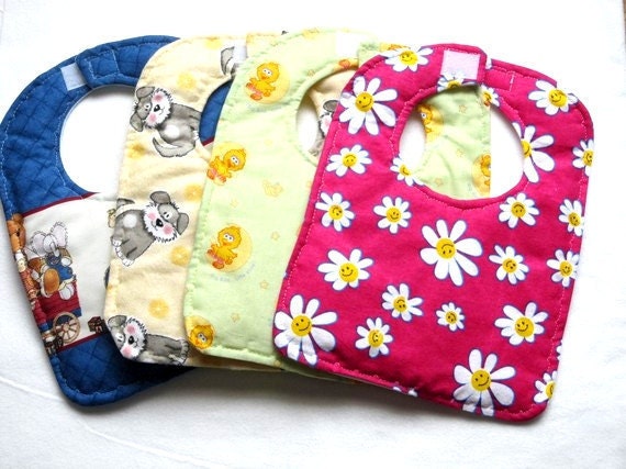 4 Baby Bib Set, Custom Order, Mix and Match