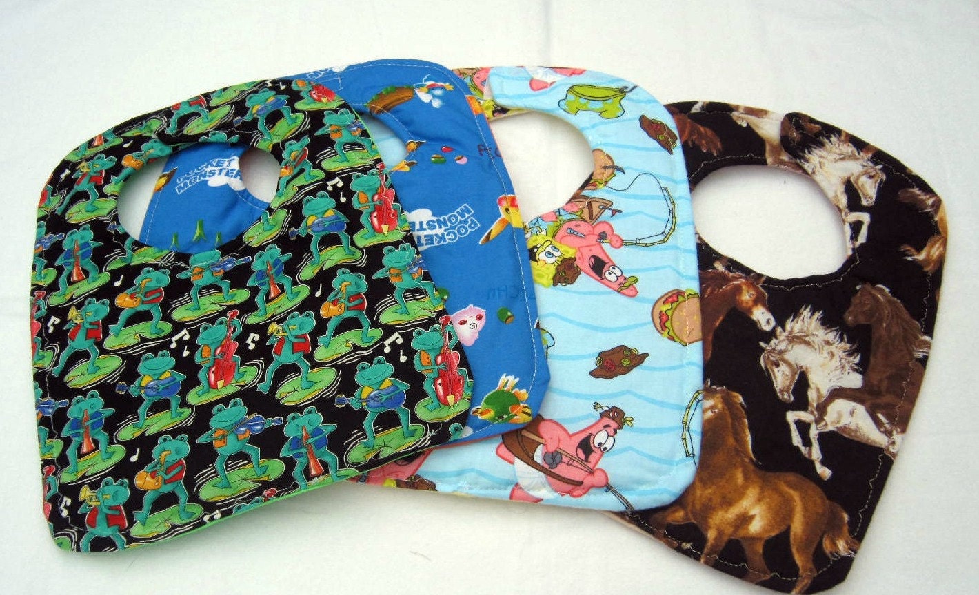 4 Baby Bibs, Custom Order, Your Choice, Toddler Bib