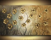 ORIGINAL Huge Ready to Hang Gallery Fine Art 36x60 Abstract Contemporary Flowers Impasto Landscape Painting 5ft by Susanna