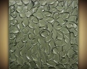 ORIGINAL Abstract Contemporary Fine Art- Metallic Smoky GREEN-Grey Textured Modern Palette Knife painting Mix and Match by Susanna