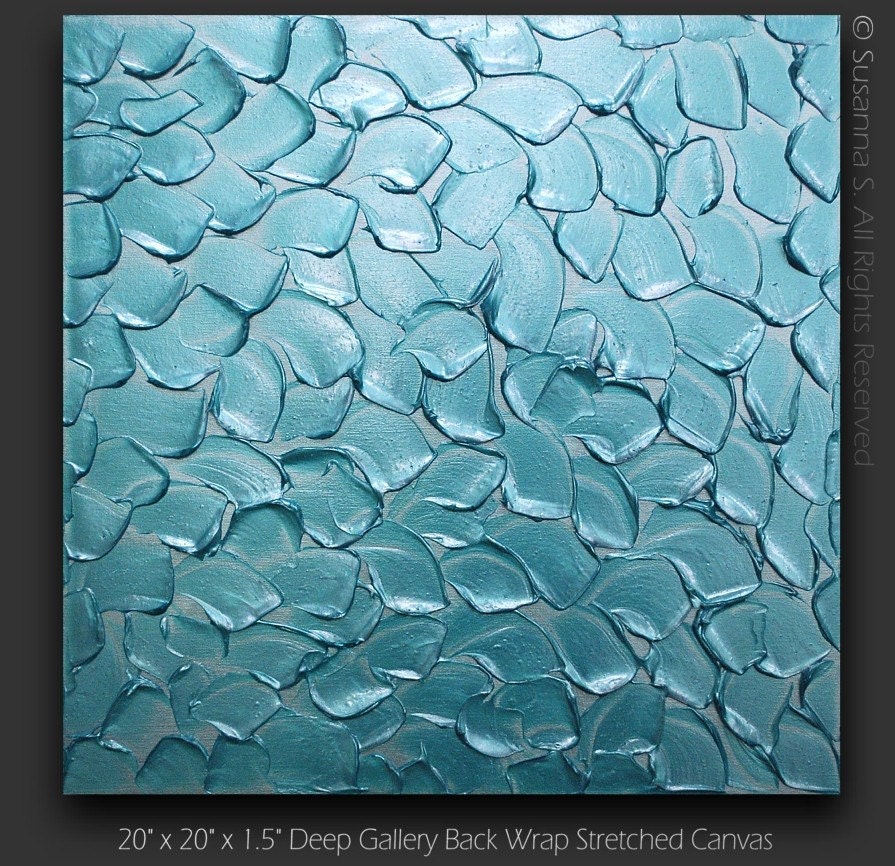 ORIGINAL Abstract Art Turquoise Blue Textured Metallic Painting Mix and Match by Susanna