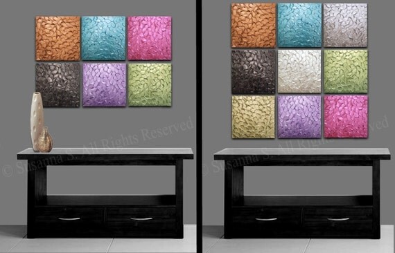 ORIGINAL Abstract Art Turquoise Blue Textured Metallic Painting Mix and Match by Susanna