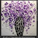 ORIGINAL Contemporary Purple Flowers Bouquet in Vase Thick Impasto Textured Oil Painting by Susanna