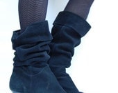 black suede SLOUCH cuff heel boots 10
