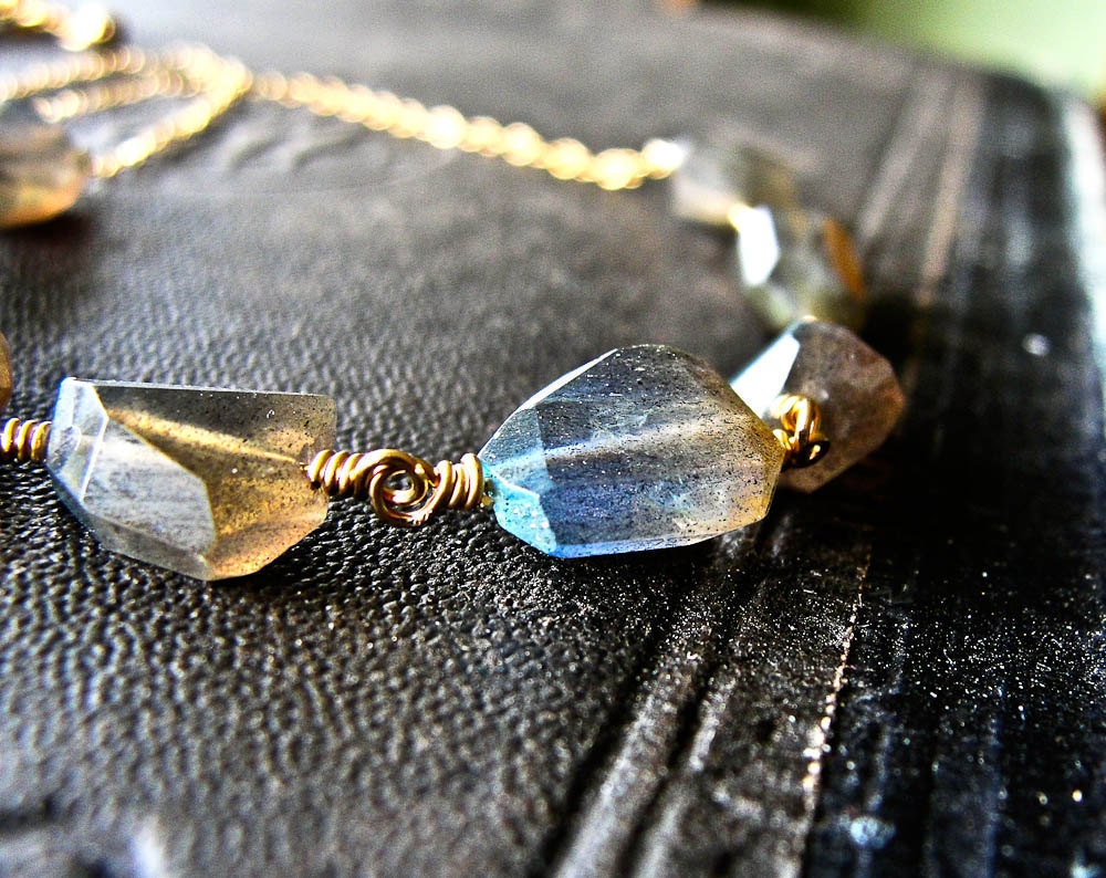 L O V E. I S. S W E E T.... Labradorite faceted nuggets and gold fill necklace