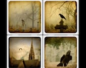 GothiCrow Haunting Cemetary Ceramic Coaster Set