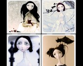 Blackeyedsuzie Victorian Doll Ceramic Coaster Set
