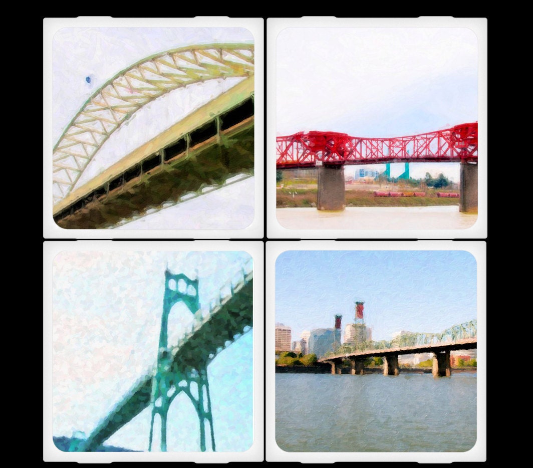 Portland Painted Bridges - Ceramic Coaster Set