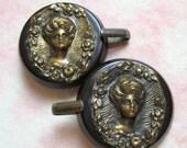 Vintage Bakelite Buckle - Brass Victorian Lady