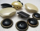 Vintage Wooden Buttons - Black and White