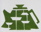 Green Teapot Flour Sack Tea Towel